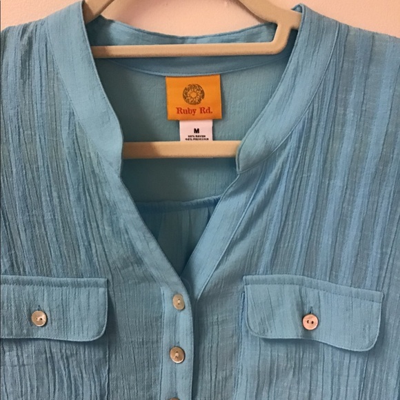 Ruby Rd - Aqua Blouse - Picture 2 of 3